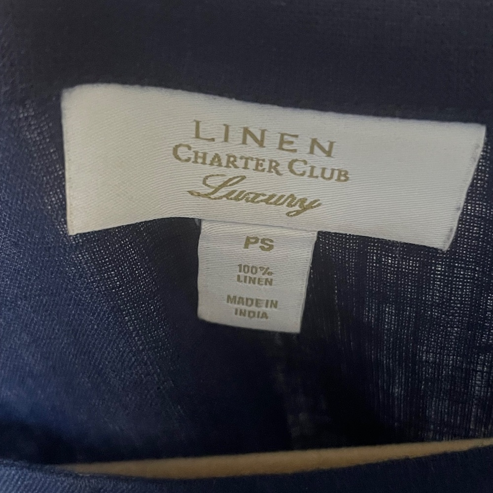 Charter club 100% linen embroidered 3/4 sleeve blouse - Picture 3 of 10